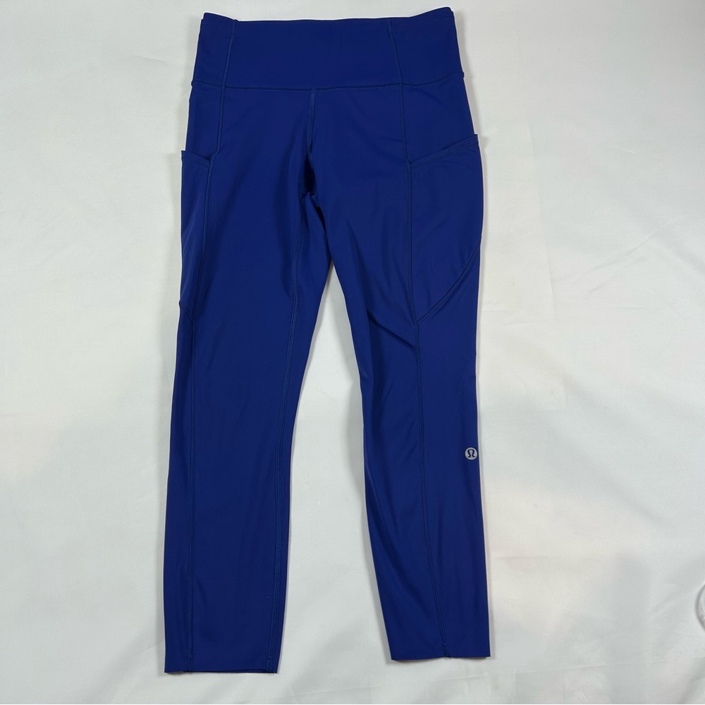 Lululemon Fast Free HR Tight Nulux Raw Hemi Blue Leggings Women's Size 6